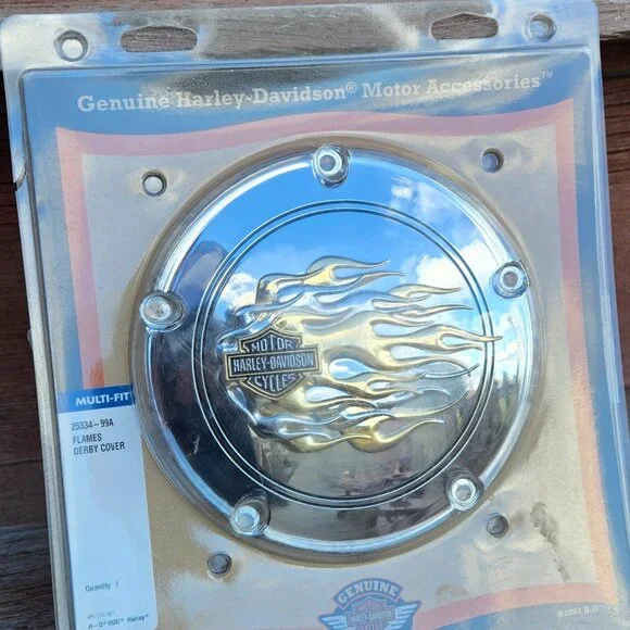 Genuine Harley-Davidson Flames Derby Cover 25334-99A Motor Cycles 5 Hole (NWT) - Picture 2 of 7